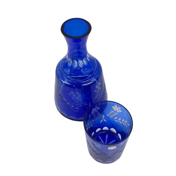 Bohemian Cobalt Blue Bedside Carafe Cut Crystal Carafe & Glass Set By Nachtmann - Picture 8 of 11